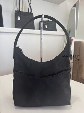 Gucci Black GG Nylon Shoulder Hobo